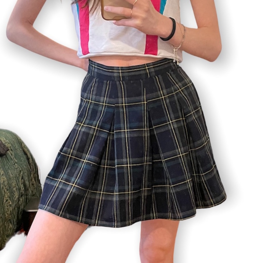 Pull & Bear Pleated Plaid Skirt Small